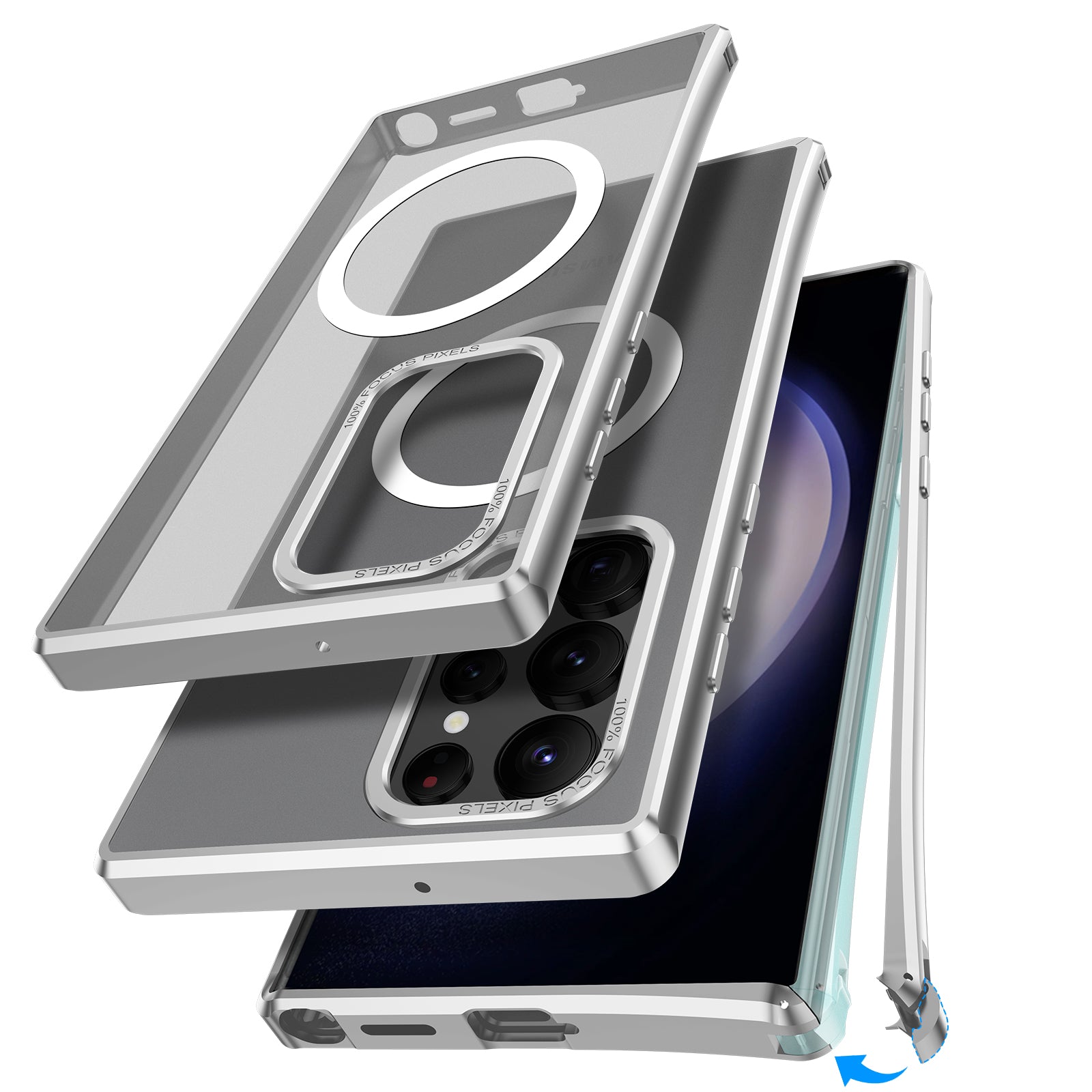 For Samsung Galaxy S22 Ultra 5G Magnetic Phone Case Matte PC Back Metal Frame Cover with Corner Buckle For Samsung Galaxy S22 Ultra 5G Magnetic Phone Case Matte PC Back Metal Frame Cover with Corner Buckle